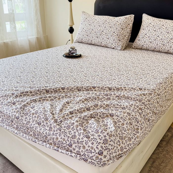 91家纺网 家纺一手货源 找家纺 欣宜家纺 2025新款高克重双层纱仿麻皱皱纱原麻床笠 晴雪