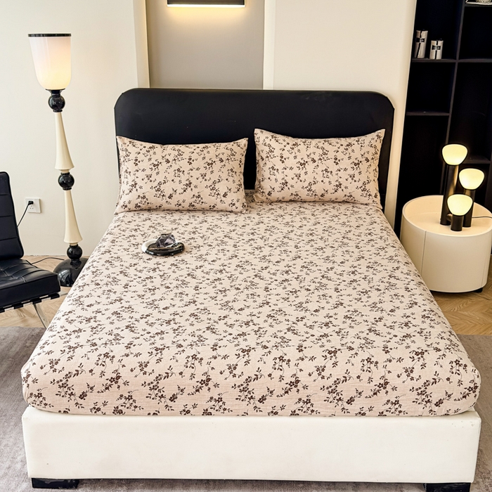 欣宜家纺 2025新款高克重双层纱仿麻皱皱纱原麻床笠 秋序