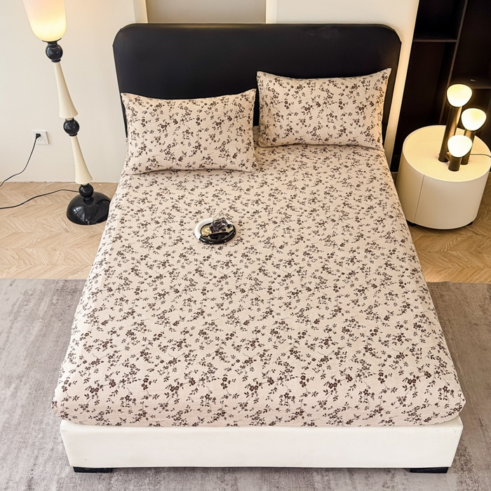 91家纺网 家纺一手货源 找家纺 欣宜家纺 2025新款高克重双层纱仿麻皱皱纱原麻床笠 秋序