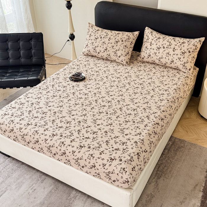 91家纺网 家纺一手货源 找家纺 欣宜家纺 2025新款高克重双层纱仿麻皱皱纱原麻床笠 秋序