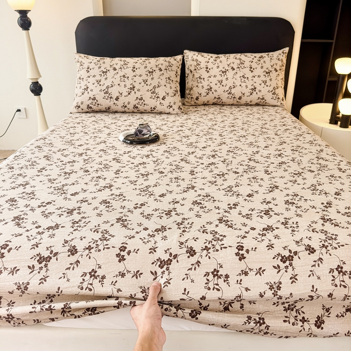 91家纺网 家纺一手货源 找家纺 欣宜家纺 2025新款高克重双层纱仿麻皱皱纱原麻床笠 秋序