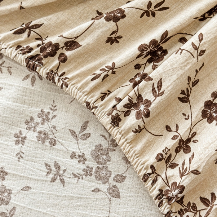 91家纺网 家纺一手货源 找家纺 欣宜家纺 2025新款高克重双层纱仿麻皱皱纱原麻床笠 秋序