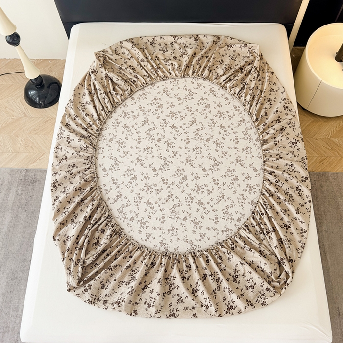 91家纺网 家纺一手货源 找家纺 欣宜家纺 2025新款高克重双层纱仿麻皱皱纱原麻床笠 秋序