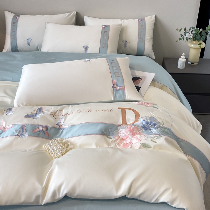 91家纺网 家纺一手货源 找家纺 （总）欣宜家纺 2025年新款全棉长绒棉绣花四件套刺绣轻奢床上用品-送高档礼盒