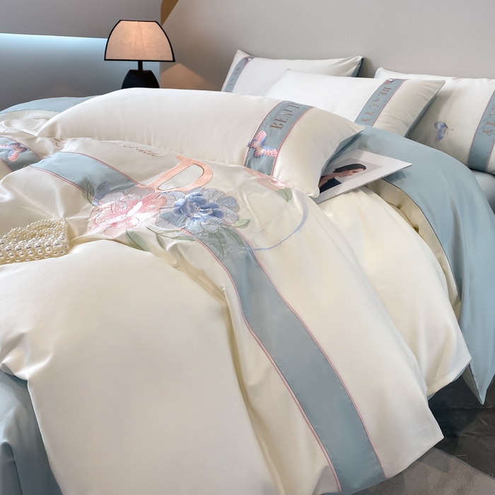 91家纺网 家纺一手货源 找家纺 （总）欣宜家纺 2025年新款全棉长绒棉绣花四件套刺绣轻奢床上用品-送高档礼盒