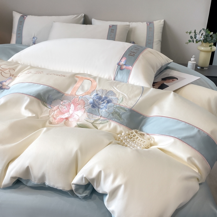 91家纺网 家纺一手货源 找家纺 （总）欣宜家纺 2025年新款全棉长绒棉绣花四件套刺绣轻奢床上用品-送高档礼盒