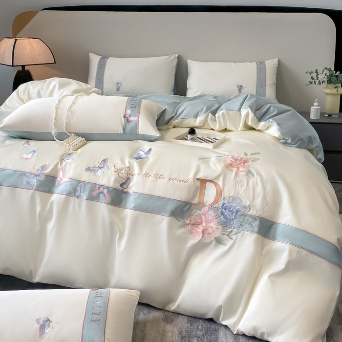 91家纺网 家纺一手货源 找家纺 （总）欣宜家纺 2025年新款全棉长绒棉绣花四件套刺绣轻奢床上用品-送高档礼盒