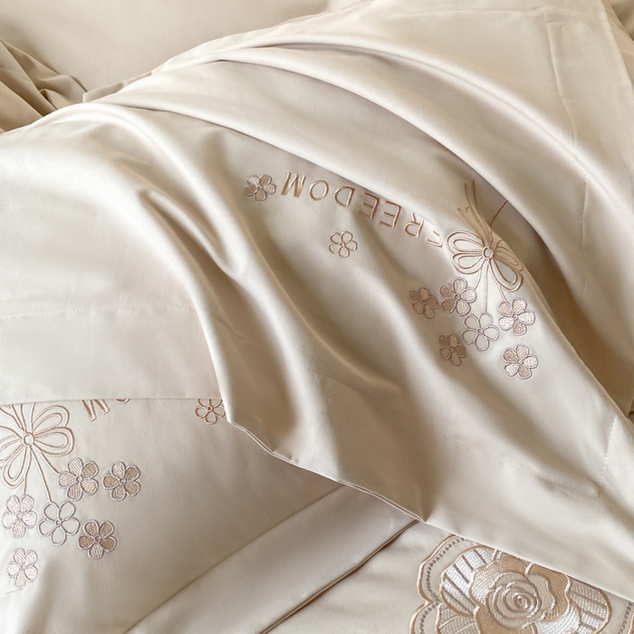 91家纺网 家纺一手货源 找家纺 欣宜家纺 2025新款秋冬纯棉全棉长绒棉刺绣磨毛高端礼盒床品四件套-马赛系列（包含买家秀） 马赛-香槟