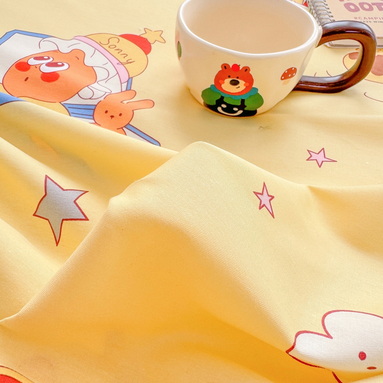 91家纺网 家纺一手货源 找家纺 博雅 2025新款全棉床笠小卡通印花床笠 可爱星星人