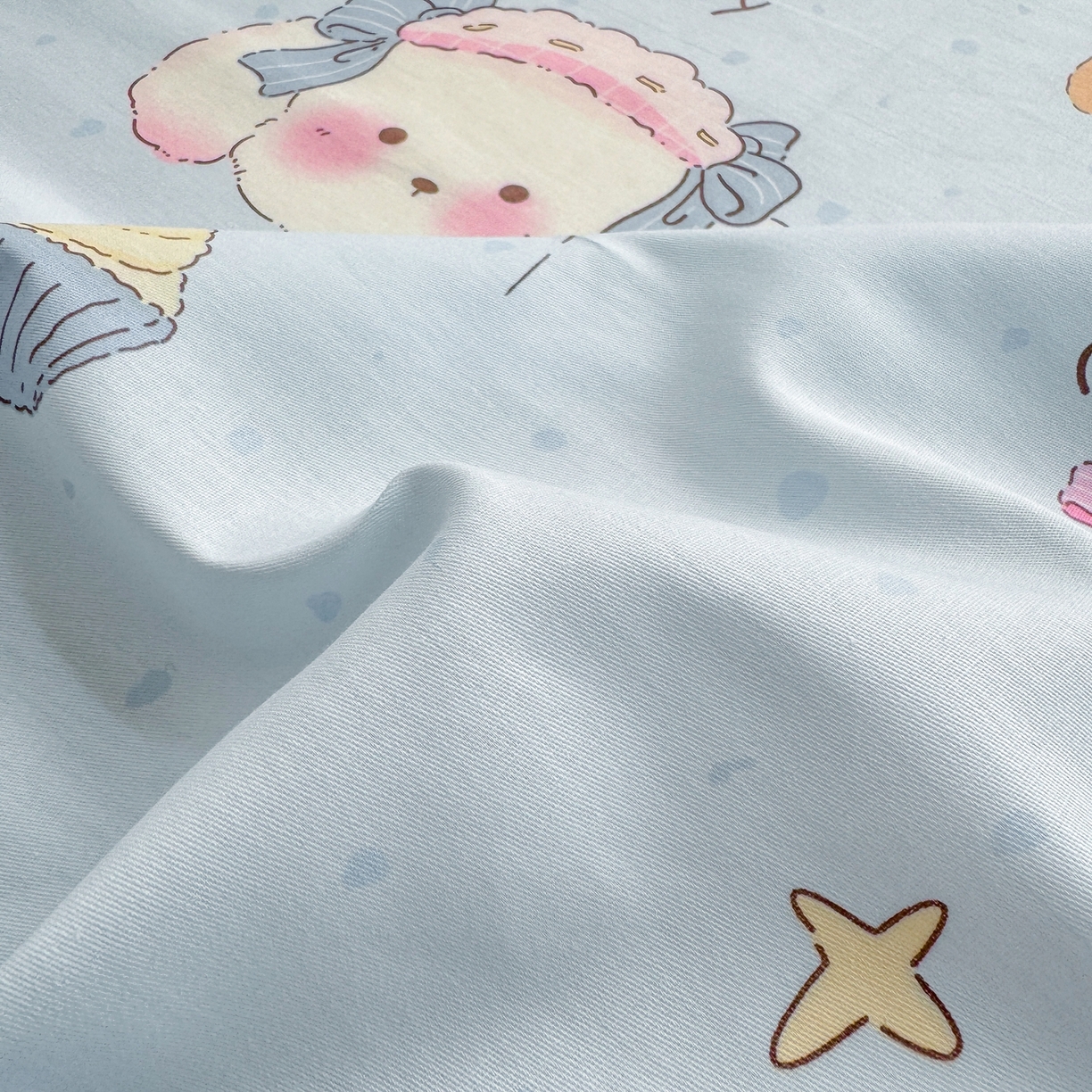 91家纺网 家纺一手货源 找家纺 博雅 2025新款全棉床笠小卡通印花床笠 帽子甜心狗