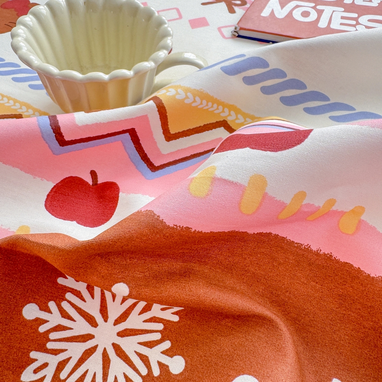 91家纺网 家纺一手货源 找家纺 博雅 2025新款全棉床笠小卡通印花床笠 圣诞苹果猫