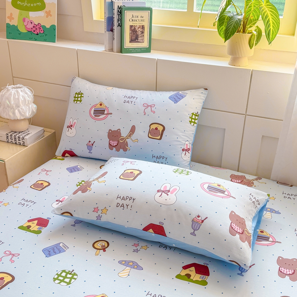 91家纺网 家纺一手货源 找家纺 博雅 2025新款全棉床笠小卡通印花床笠 甜品屋