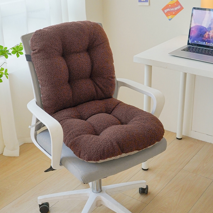 囍莱家纺 2026新款泰迪绒连体坐垫 咖啡色