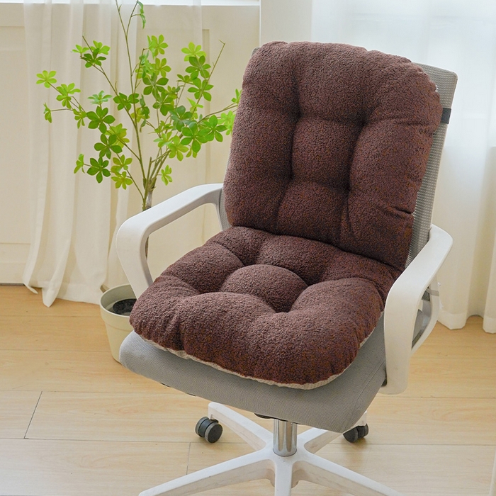 91家纺网 家纺一手货源 找家纺 囍莱家纺 2026新款泰迪绒连体坐垫 咖啡色