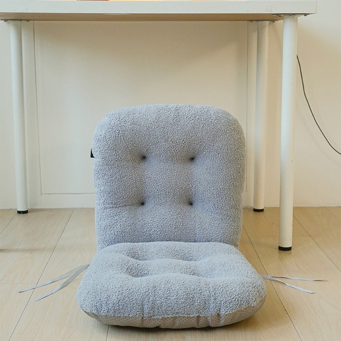 91家纺网 家纺一手货源 找家纺 囍莱家纺 2026新款泰迪绒连体坐垫 蓝灰色