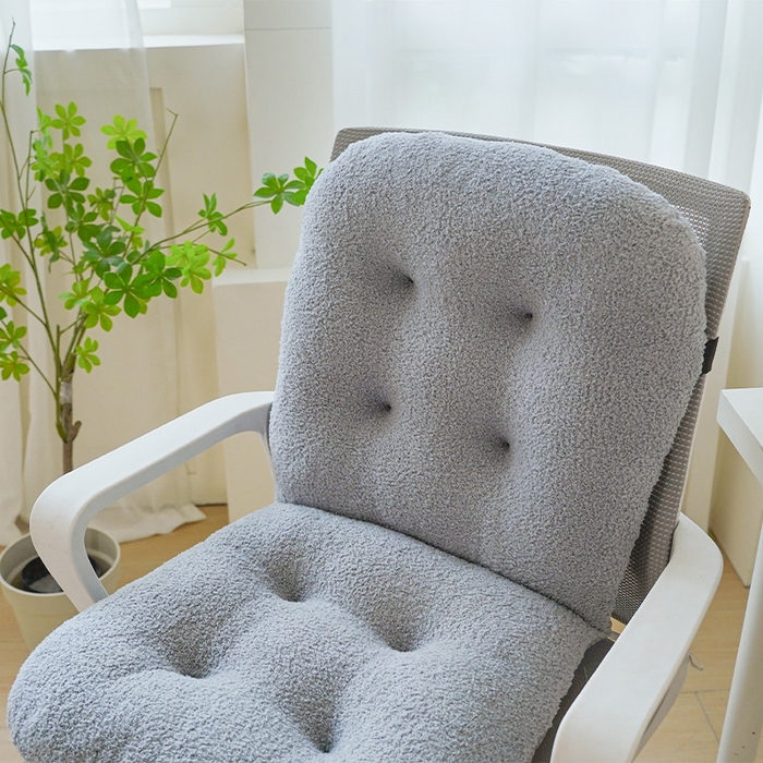 91家纺网 家纺一手货源 找家纺 囍莱家纺 2026新款泰迪绒连体坐垫 蓝灰色