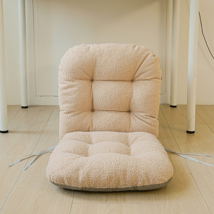 91家纺网 家纺一手货源 找家纺 囍莱家纺 2026新款泰迪绒连体坐垫 米黄色