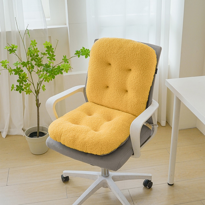 91家纺网 家纺一手货源 找家纺 囍莱家纺 2026新款泰迪绒连体坐垫 明黄色