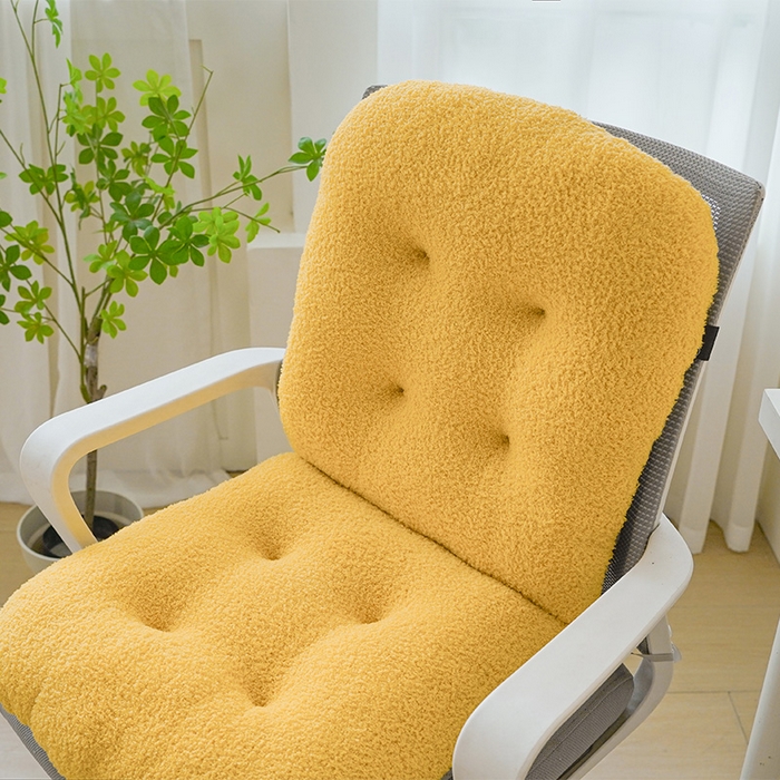 91家纺网 家纺一手货源 找家纺 囍莱家纺 2026新款泰迪绒连体坐垫 明黄色