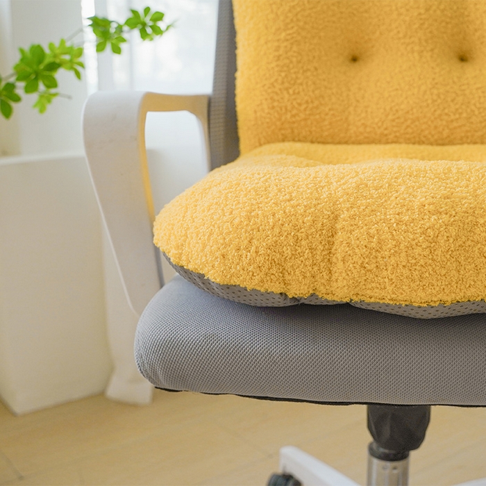 91家纺网 家纺一手货源 找家纺 囍莱家纺 2026新款泰迪绒连体坐垫 明黄色