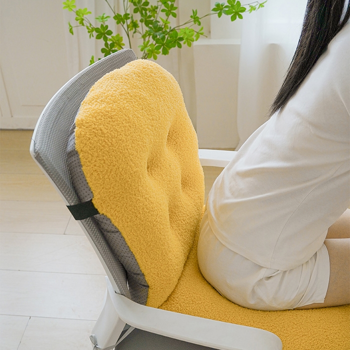 91家纺网 家纺一手货源 找家纺 囍莱家纺 2026新款泰迪绒连体坐垫 明黄色