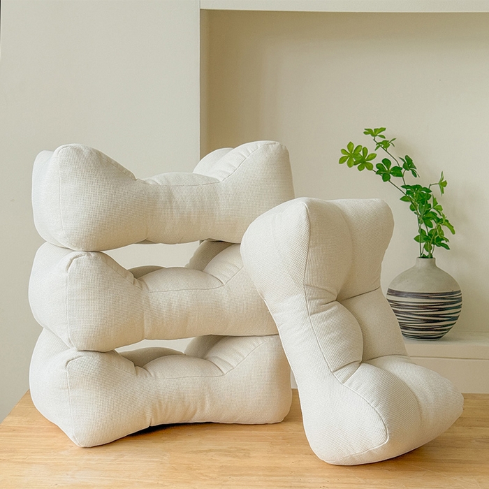 91家纺网 家纺一手货源 找家纺 囍莱家纺 2026新款亚麻生活防水腰靠 白色