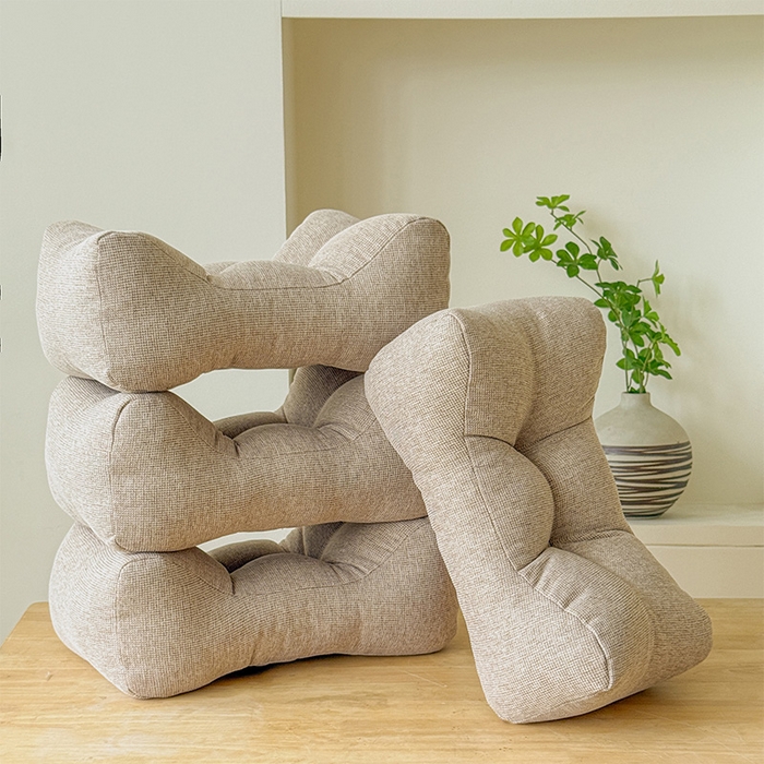 91家纺网 家纺一手货源 找家纺 囍莱家纺 2026新款亚麻生活防水腰靠 茶色