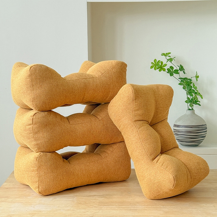 91家纺网 家纺一手货源 找家纺 囍莱家纺 2026新款亚麻生活防水腰靠 土黄