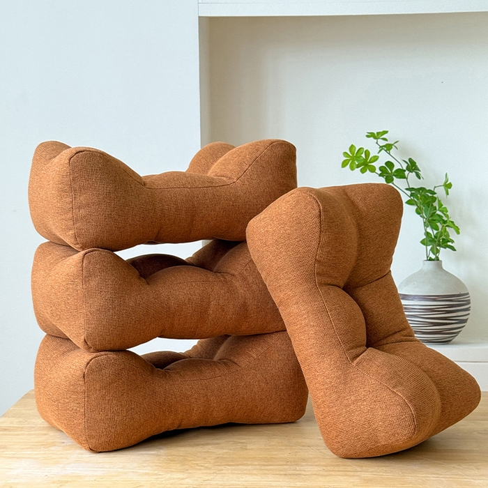 91家纺网 家纺一手货源 找家纺 囍莱家纺 2026新款亚麻生活防水腰靠 棕色