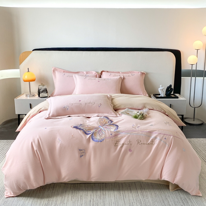 91家纺网 家纺一手货源 找家纺 （总）欣宜家纺 2025新款秋冬纯棉全棉长绒棉磨毛刺绣床上四件套高端礼盒-蝶町系列（含买家秀）