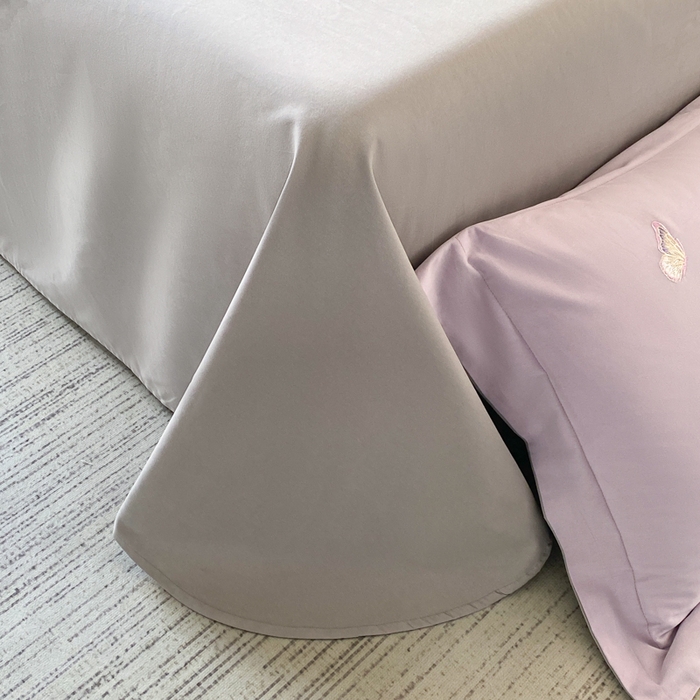 91家纺网 家纺一手货源 找家纺 欣宜家纺 2025新款秋冬纯棉全棉长绒棉磨毛刺绣床上四件套高端礼盒-蝶町系列（含买家秀） 蝶町-香芋紫