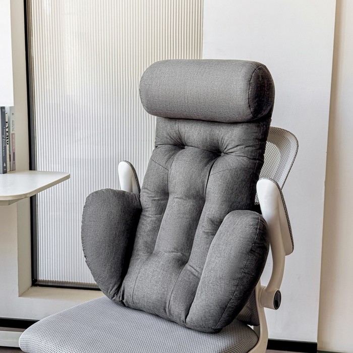 91家纺网 家纺一手货源 找家纺 囍莱家纺 2026新款一体式护腰颈腰靠 烟灰色