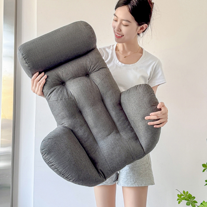 91家纺网 家纺一手货源 找家纺 囍莱家纺 2026新款一体式护腰颈腰靠 烟灰色