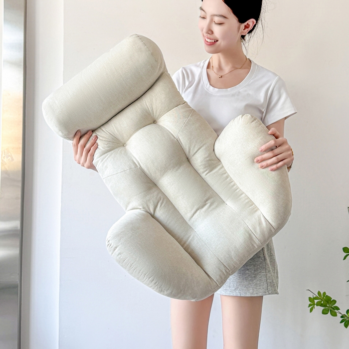 91家纺网 家纺一手货源 找家纺 囍莱家纺 2026新款一体式护腰颈腰靠 月光白