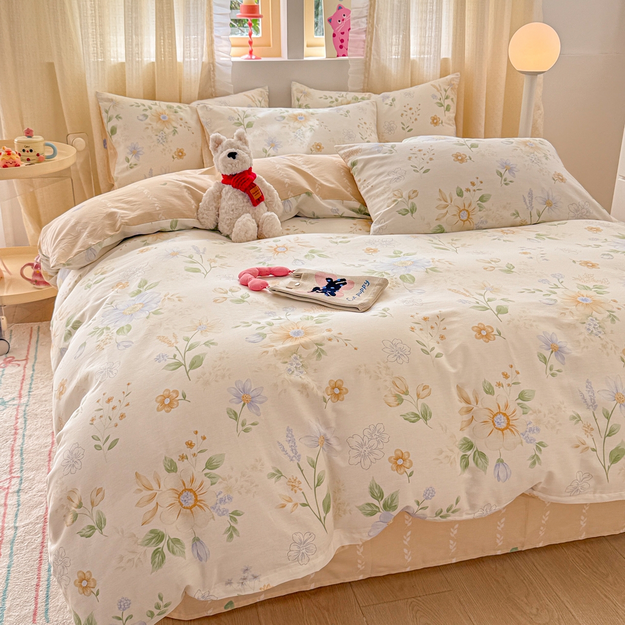 91家纺网 家纺一手货源 找家纺 呗旺鹿 2026新款全棉40支12868花草系列四件套 晓露含香