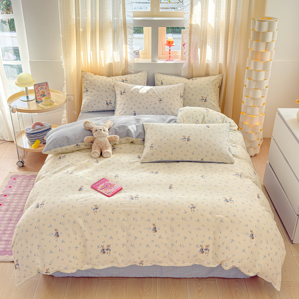 91家纺网 家纺一手货源 找家纺 呗旺鹿 2026新款全棉40支12868花草系列四件套 兔彼得