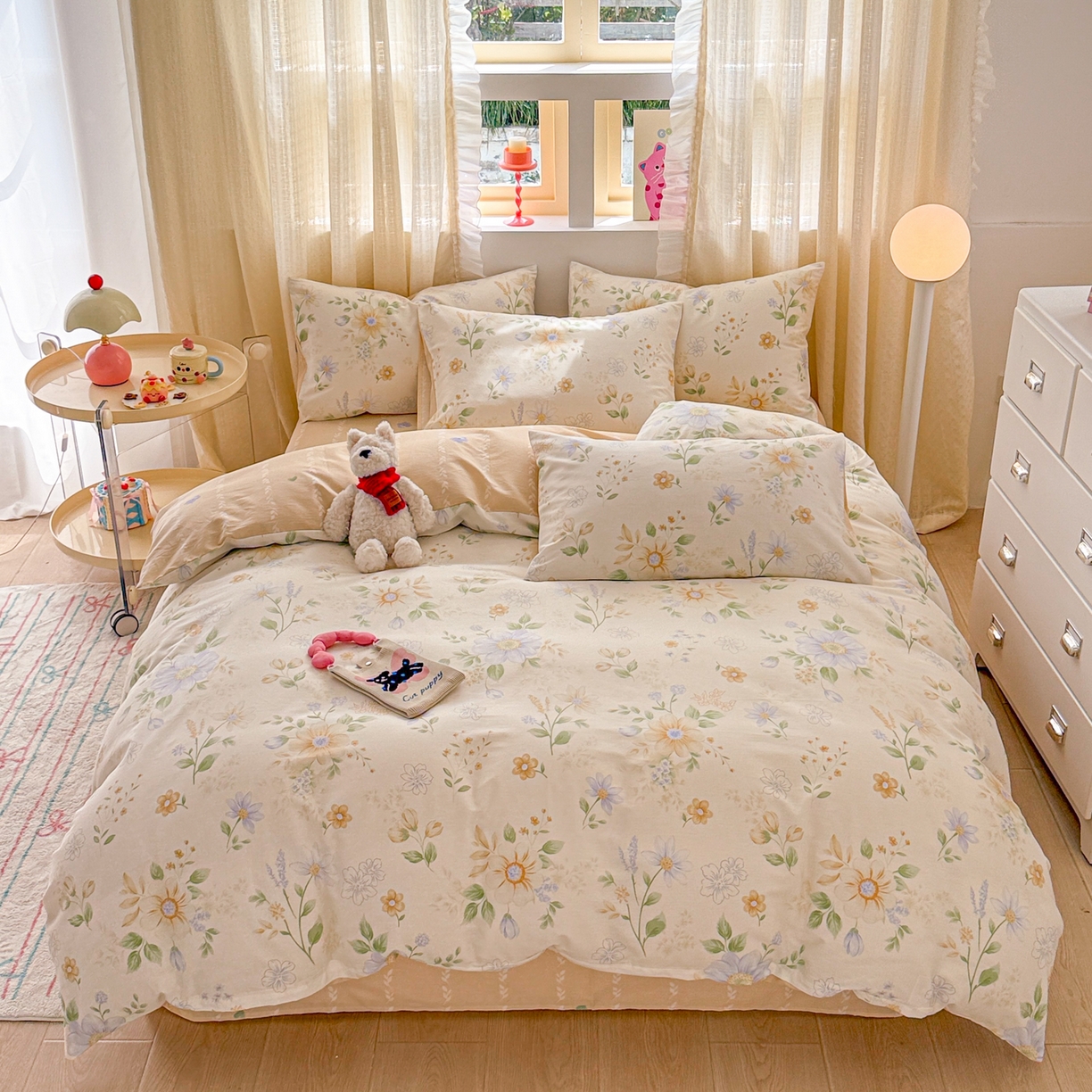 91家纺网 家纺一手货源 找家纺 呗旺鹿 2026新款全棉40支12868花草系列四件套 晓露含香