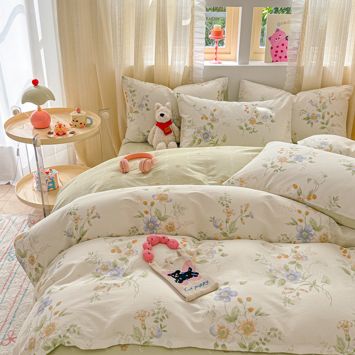 91家纺网 家纺一手货源 找家纺 呗旺鹿 2026新款全棉40支12868花草系列四件套 花草集