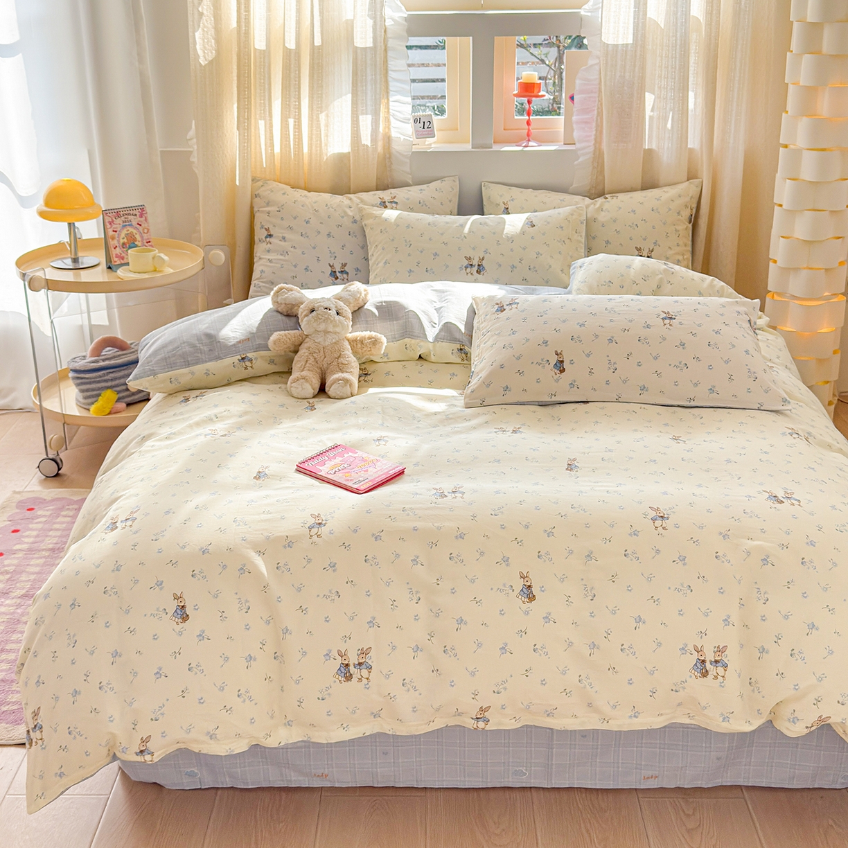 91家纺网 家纺一手货源 找家纺 呗旺鹿 2026新款全棉40支12868花草系列四件套 兔彼得