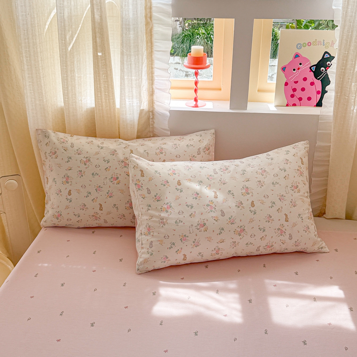 91家纺网 家纺一手货源 找家纺 呗旺鹿 2026新款全棉40支12868花草系列四件套 花园兔