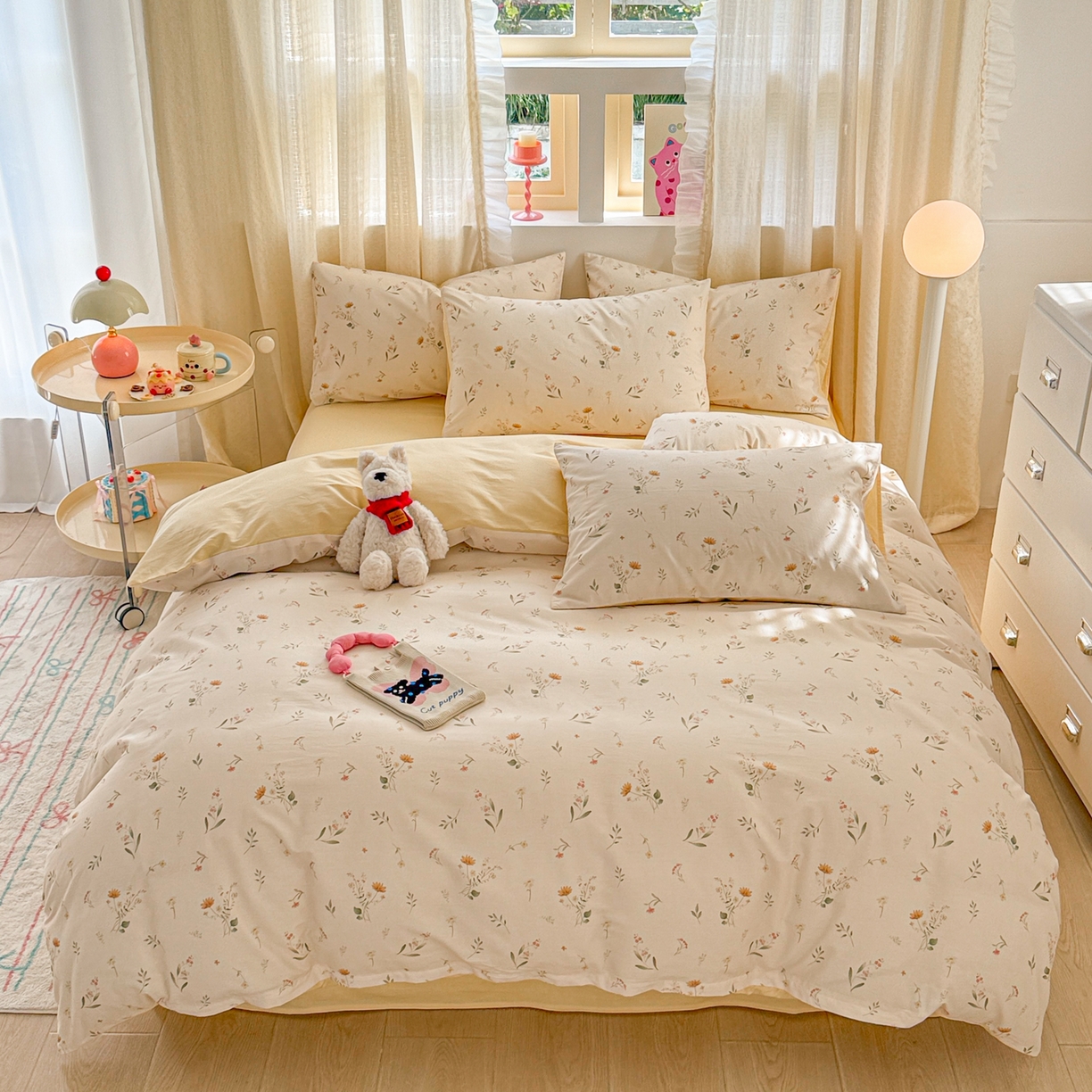 91家纺网 家纺一手货源 找家纺 呗旺鹿 2026新款全棉40支12868花草系列四件套 丰收