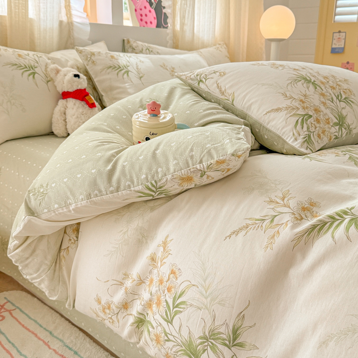 91家纺网 家纺一手货源 找家纺 呗旺鹿 2026新款全棉40支12868花草系列四件套 清雅