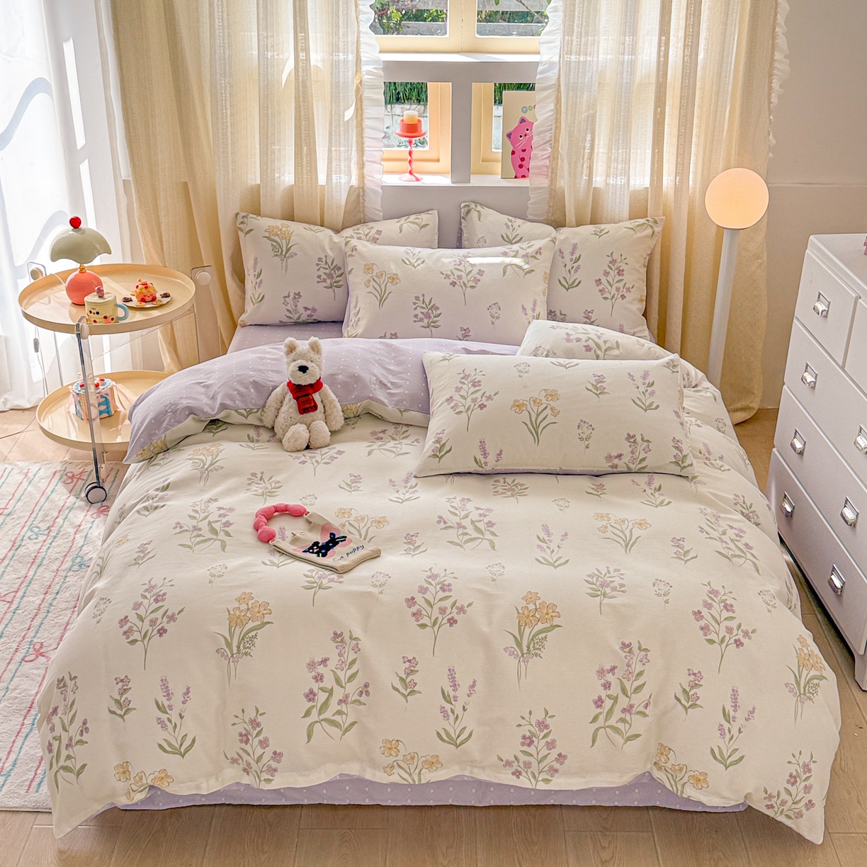 91家纺网 家纺一手货源 找家纺 呗旺鹿 2026新款全棉40支12868花草系列四件套 花海紫嫣