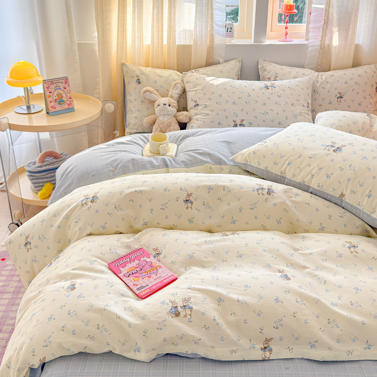 91家纺网 家纺一手货源 找家纺 呗旺鹿 2026新款全棉40支12868花草系列四件套 兔彼得