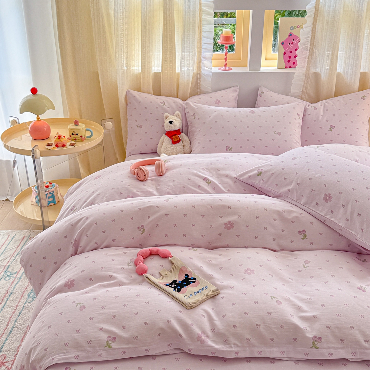 91家纺网 家纺一手货源 找家纺 呗旺鹿 2026新款全棉40支12868花草系列四件套 紫韵