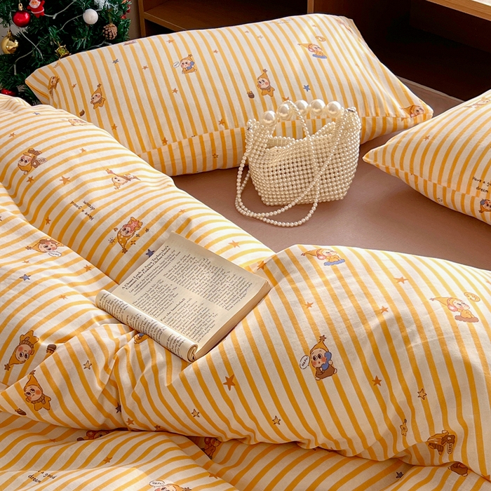 91家纺网 家纺一手货源 找家纺 一比一家纺 2026新款全棉双层纱四件套 星星仔