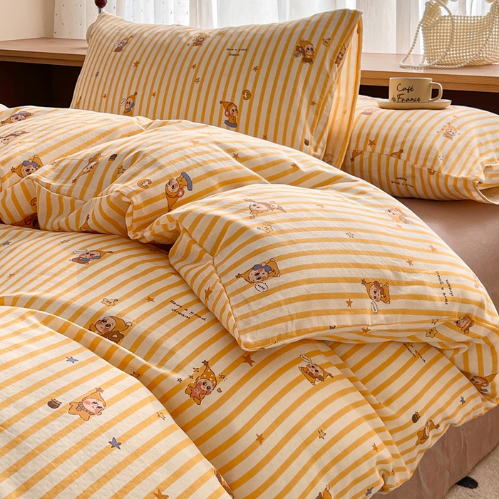 91家纺网 家纺一手货源 找家纺 一比一家纺 2026新款全棉双层纱四件套 星星仔