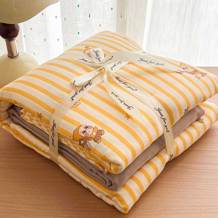 91家纺网 家纺一手货源 找家纺 一比一家纺 2026新款全棉双层纱四件套 星星仔