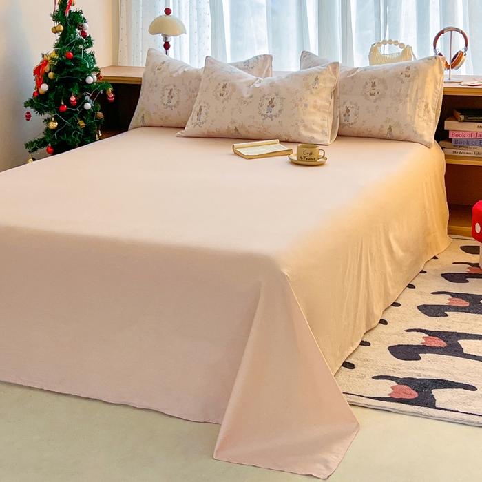 91家纺网 家纺一手货源 找家纺 一比一家纺 2026新款全棉双层纱四件套 安琪拉兔