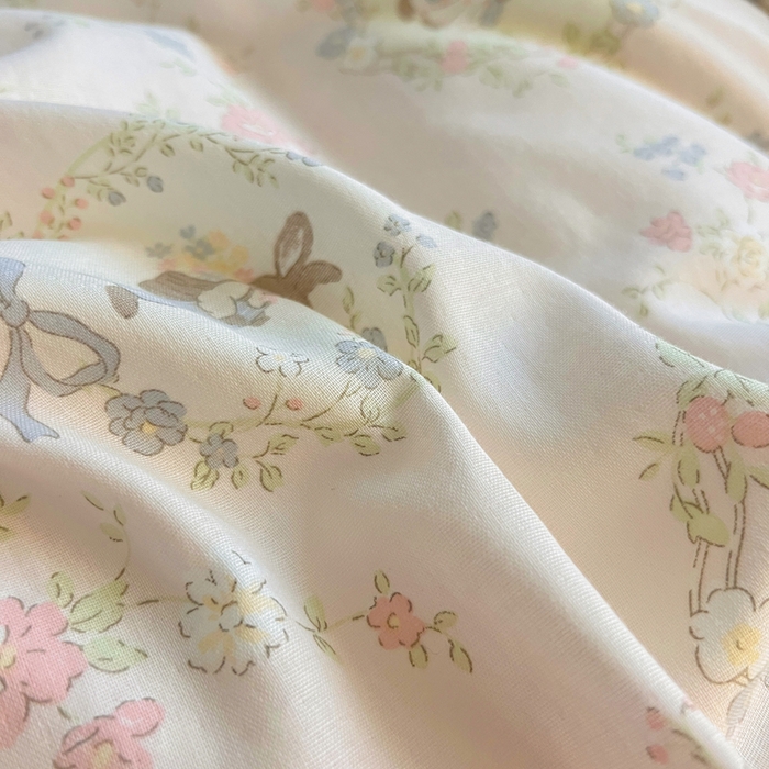 91家纺网 家纺一手货源 找家纺 一比一家纺 2026新款全棉双层纱四件套 安琪拉兔